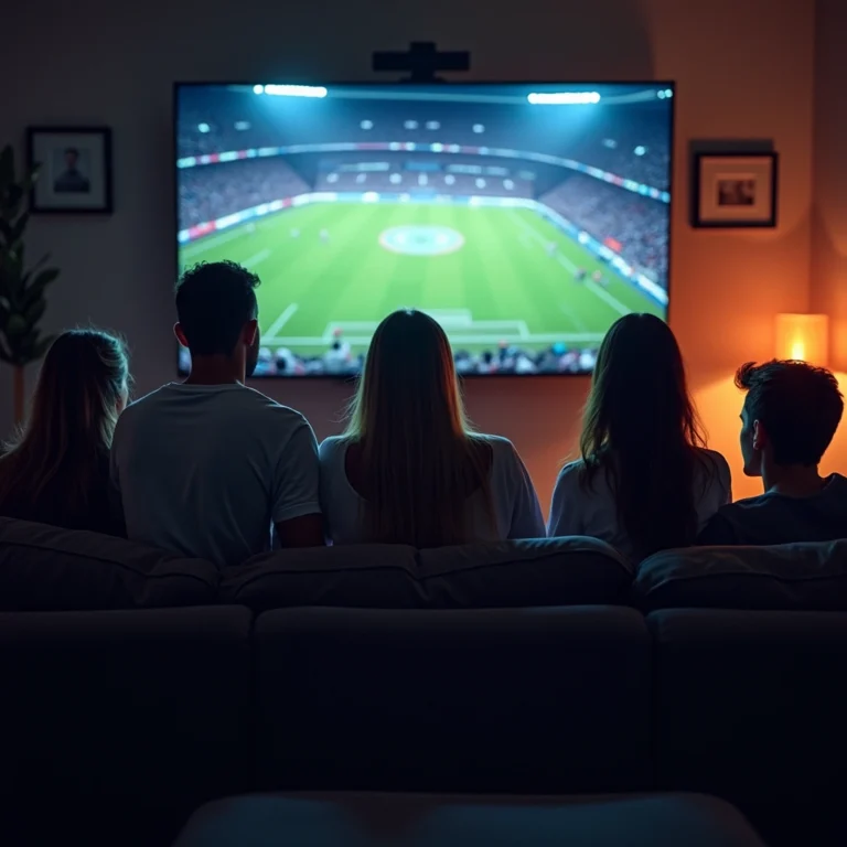 5 people watch football using iptv subsciption